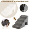 4-Tier High Density Foam Dog Ramps Extra Wide Pet Stairs with Non-slip Bottom