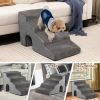 4-Tier High Density Foam Dog Ramps Extra Wide Pet Stairs with Non-slip Bottom