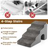 4-Tier High Density Foam Dog Ramps Extra Wide Pet Stairs with Non-slip Bottom