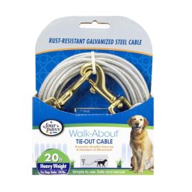 Four Paws Walk About Tie Out Cable Medium Weight for Dogs up to 100 lbs (Option: 20' Long)