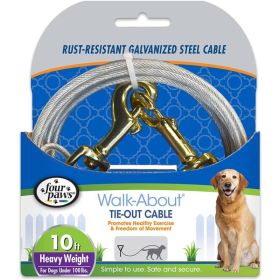 Four Paws Dog Tie Out Cable  Heavy Weight (Option: 10' Long Cable)