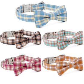 Plaid Dog Collar with Bow Pet Gift Adjustable Soft and Comfy Bowtie Collars for Small Medium Large Dogs (colour: Style 2, size: M 2.5x50cm)