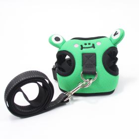 dog harness set; with leas frog leash pet mesh breathable small dog chest back retractable dog leash pet harness (colour: Calf, Specification (L * W): S)