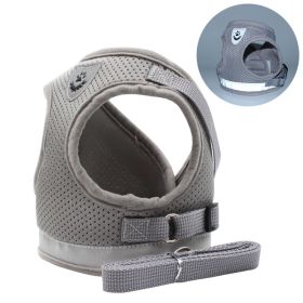 dog Harnesses and dog leash set; Pet Chest Strap Vest Dog Towing Rope Reflective Breathable Dog Rope Pet Supplies Wholesale (colour: silver grey, Specification (L * W): XS)