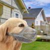 Pet Muzzle Mask Soft Mesh Muzzle Adjustable Dog Mouth Cover with Breathable Mesh Adjustable Neck Forehead Strap